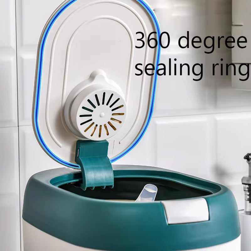 PourWize 10kg Rice Dispenser - Automatic Open Cover, Airtight 360° Sealing, Insect-Proof Cartridge