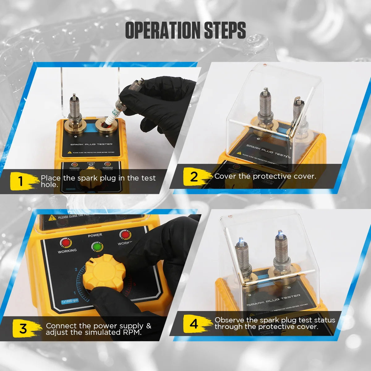 Dual Hole Spark Plug Tester 0-6000RPM Adjustable Ignition Coil Analyzer Tool PrixQimax