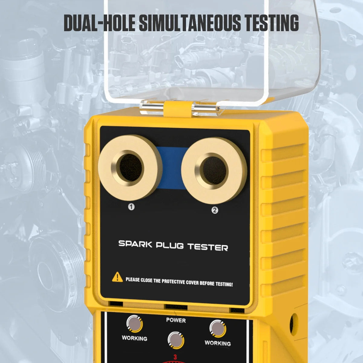 Dual Hole Spark Plug Tester 0-6000RPM Adjustable Ignition Coil Analyzer Tool PrixQimax