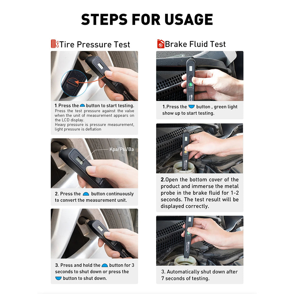 Car Brake Fluid Tester Pen DOT3 DOT4 DOT5 Moisture Detector with 5 LED Indicator RadivJoli