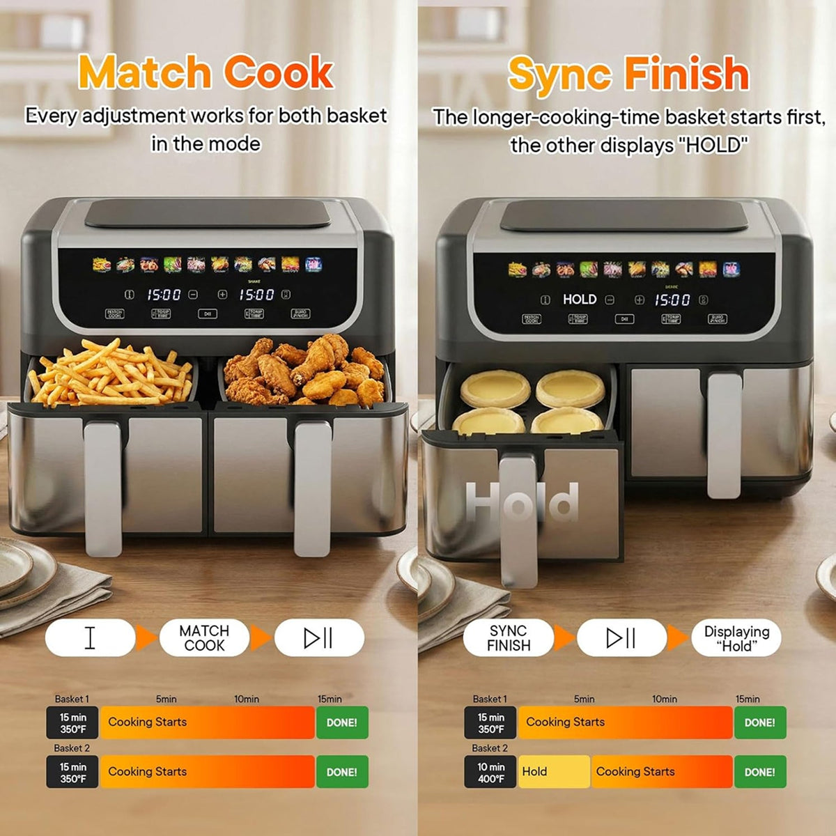 Digital Air Fryer Countertop Oil-Less Cooker for Healthy Roasting & Baking