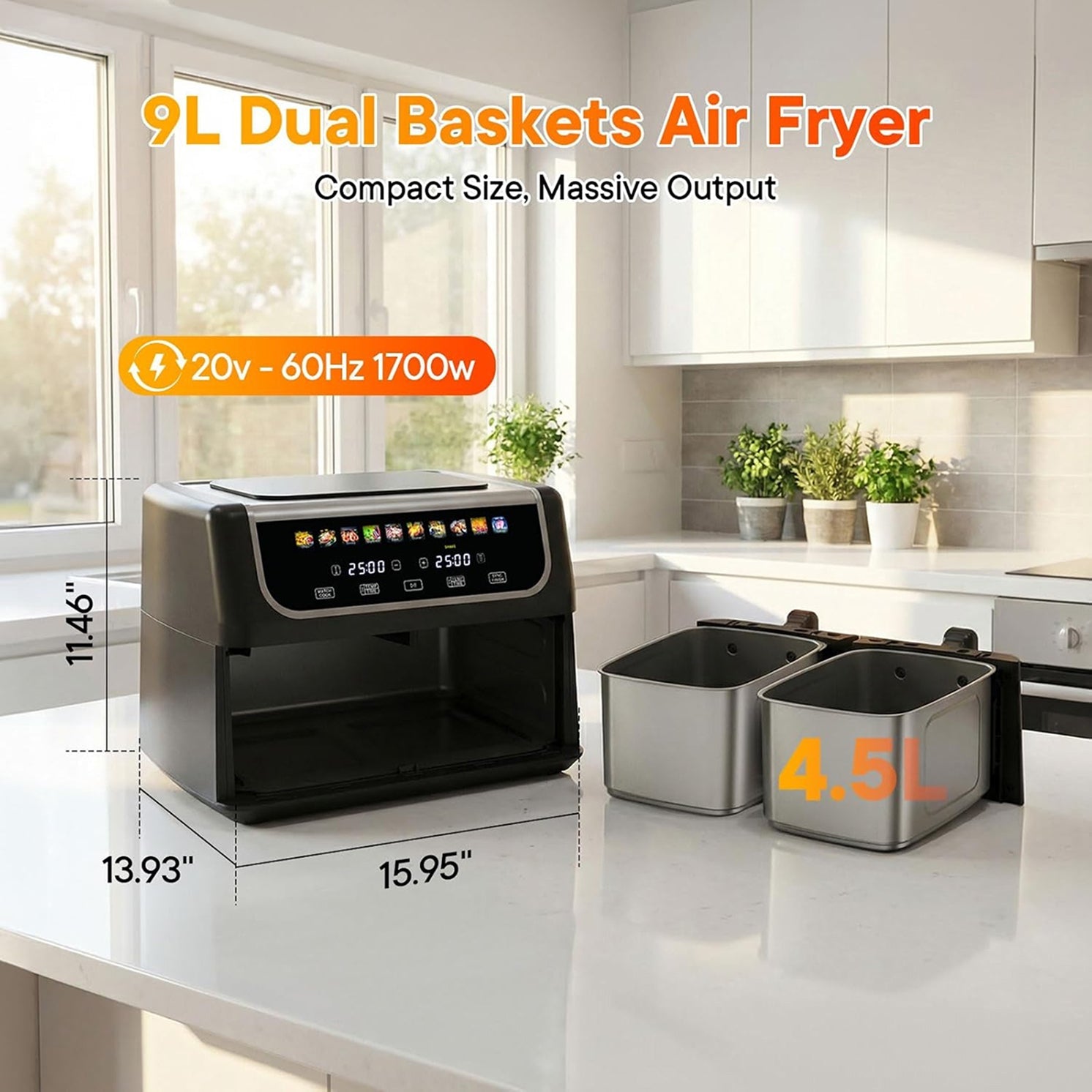 Digital Air Fryer Countertop Oil-Less Cooker for Healthy Roasting & Baking