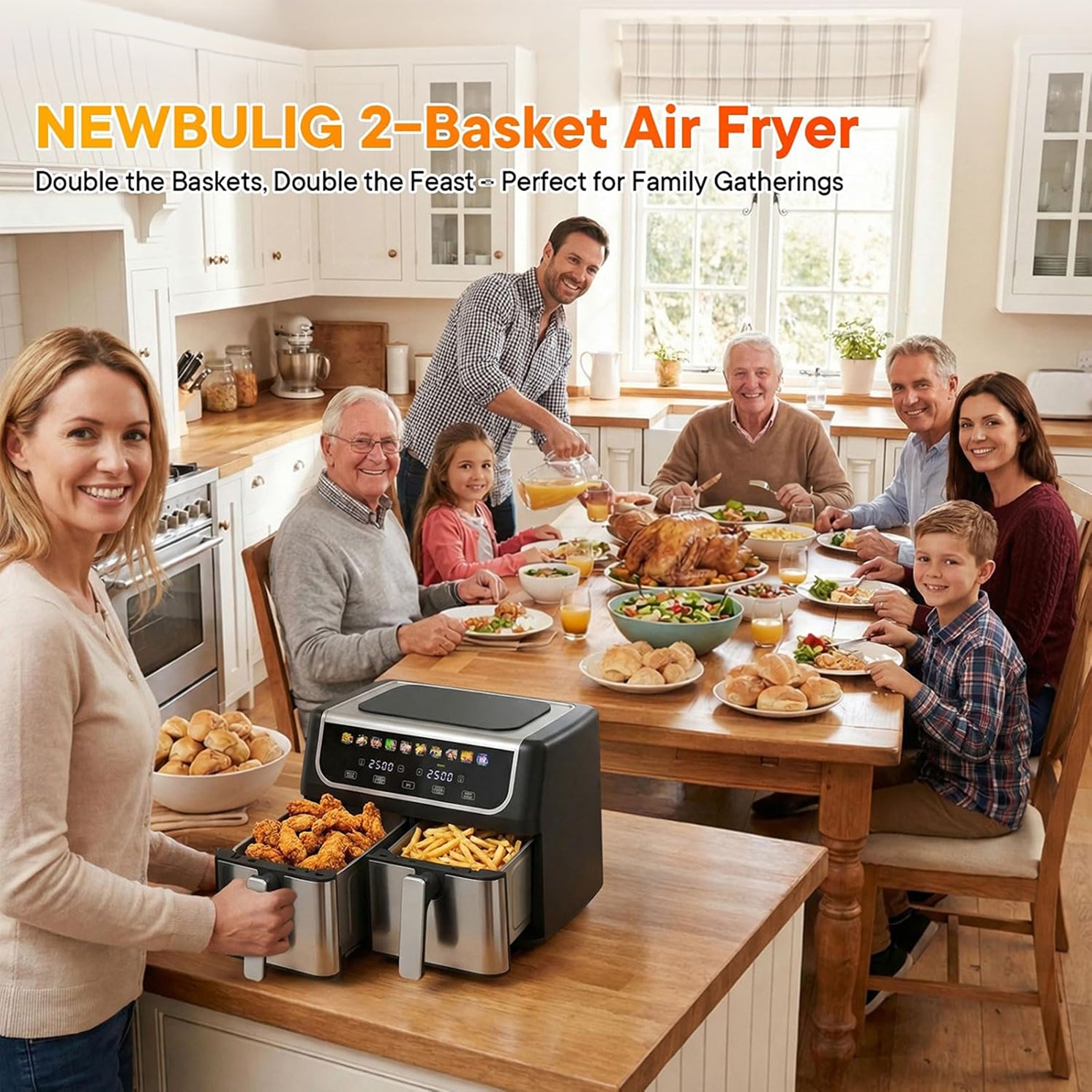 Digital Air Fryer Countertop Oil-Less Cooker for Healthy Roasting & Baking