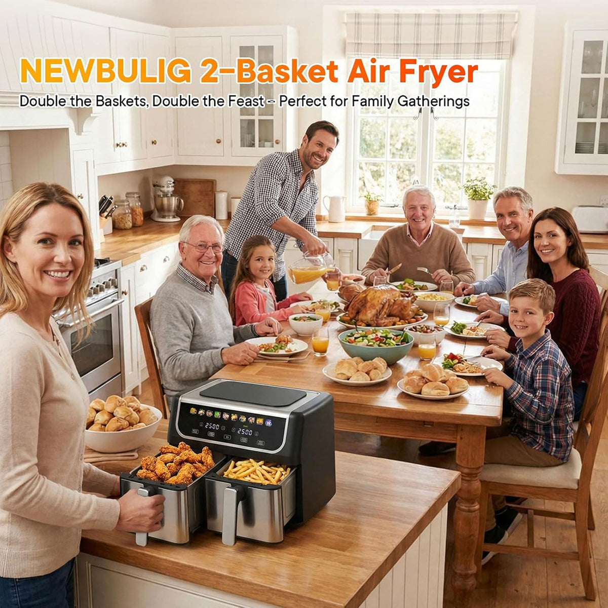 Digital Air Fryer Countertop Oil-Less Cooker for Healthy Roasting & Baking