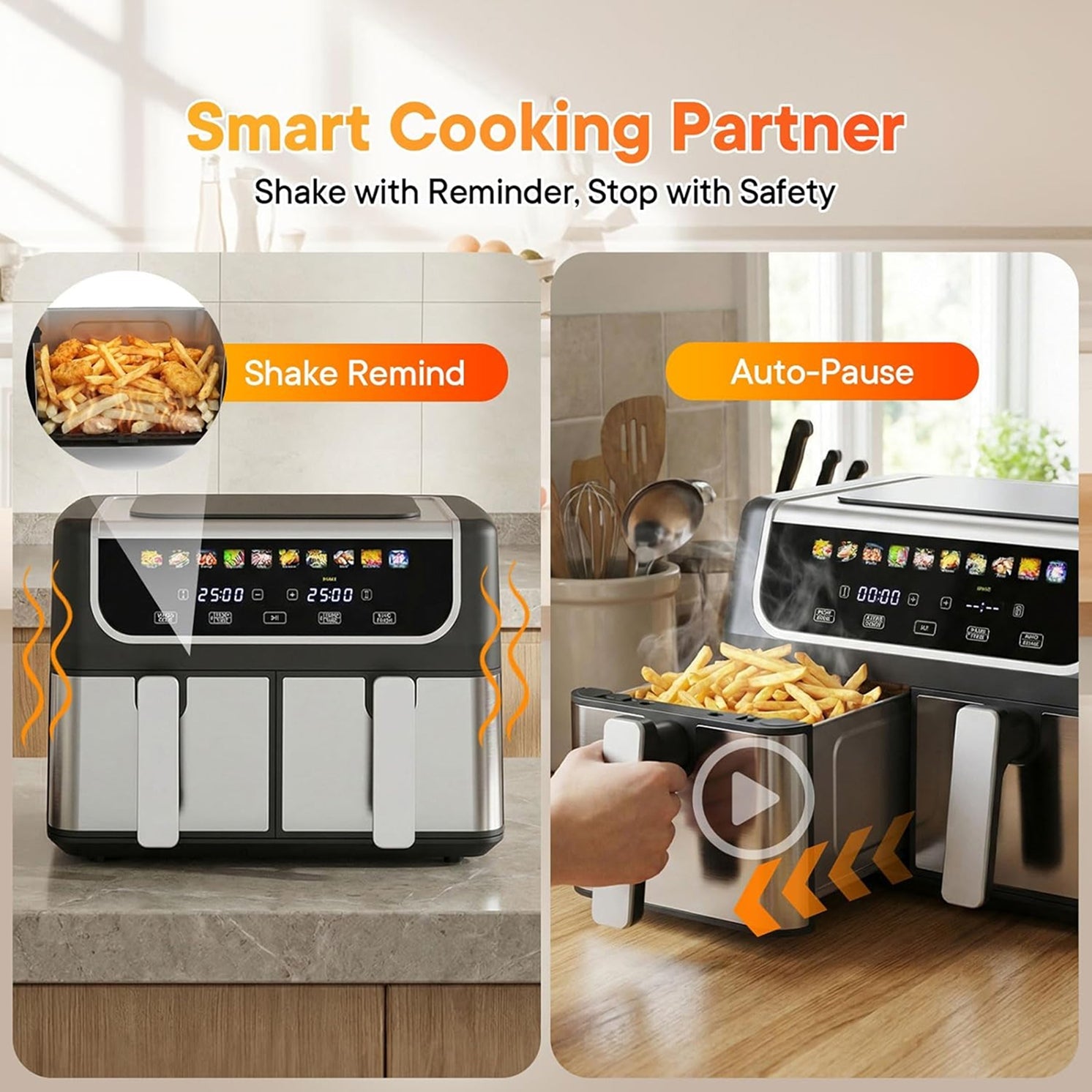 Digital Air Fryer Countertop Oil-Less Cooker for Healthy Roasting & Baking