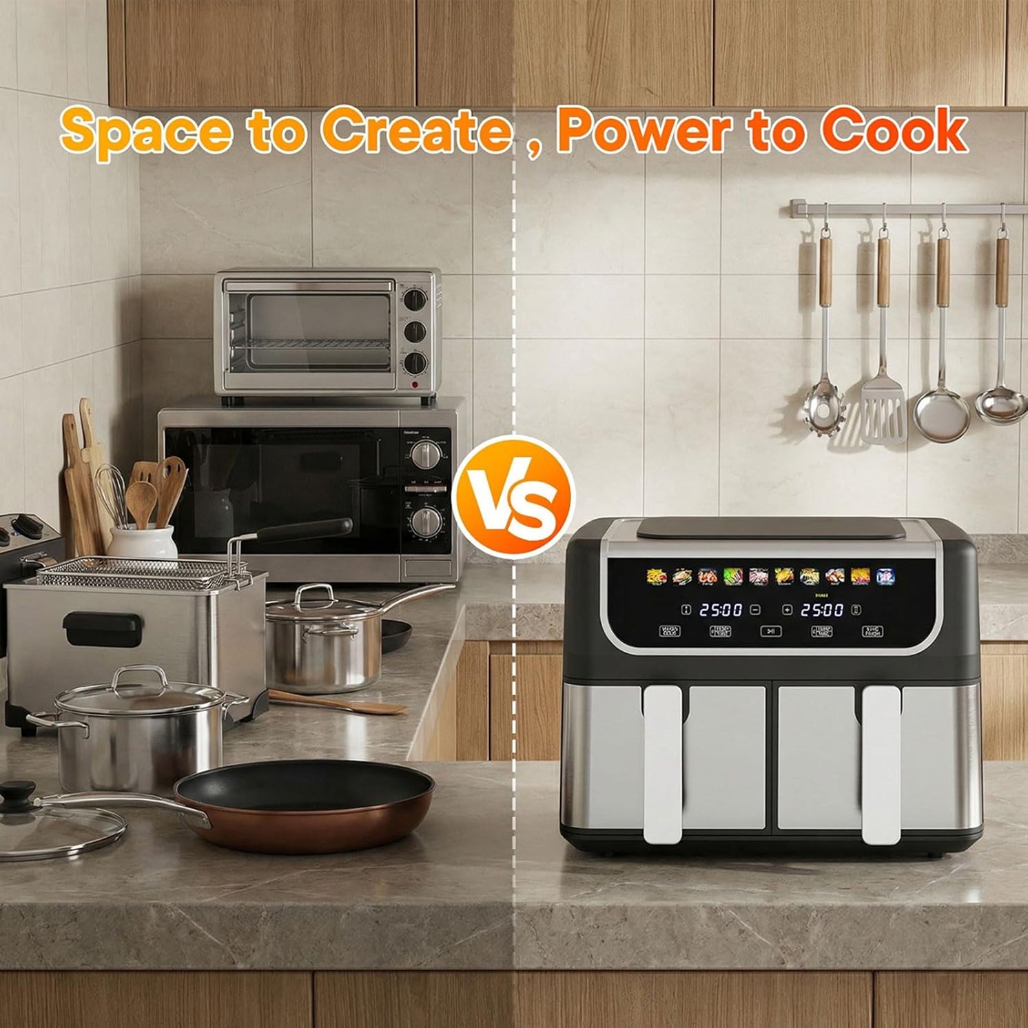 Digital Air Fryer Countertop Oil-Less Cooker for Healthy Roasting & Baking