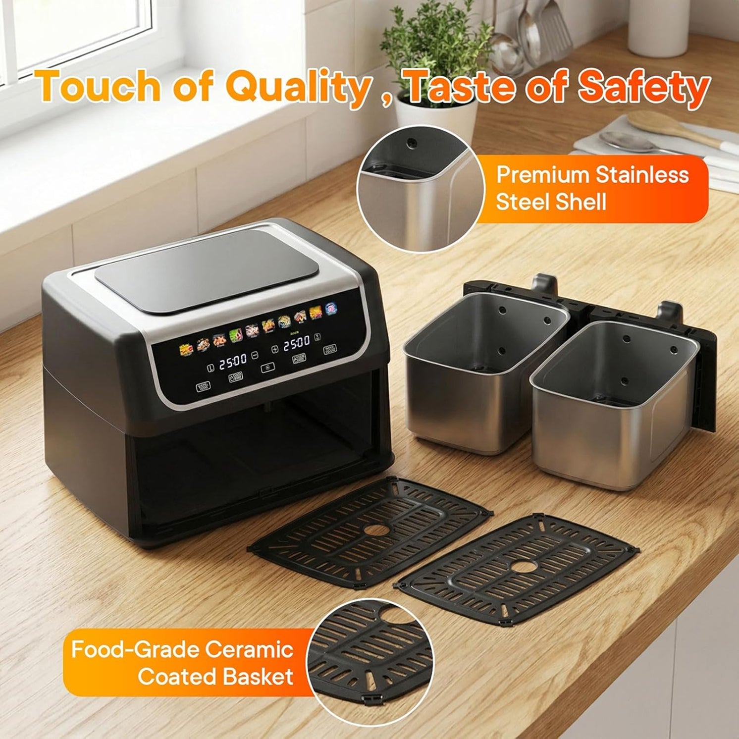 Digital Air Fryer Countertop Oil-Less Cooker for Healthy Roasting & Baking