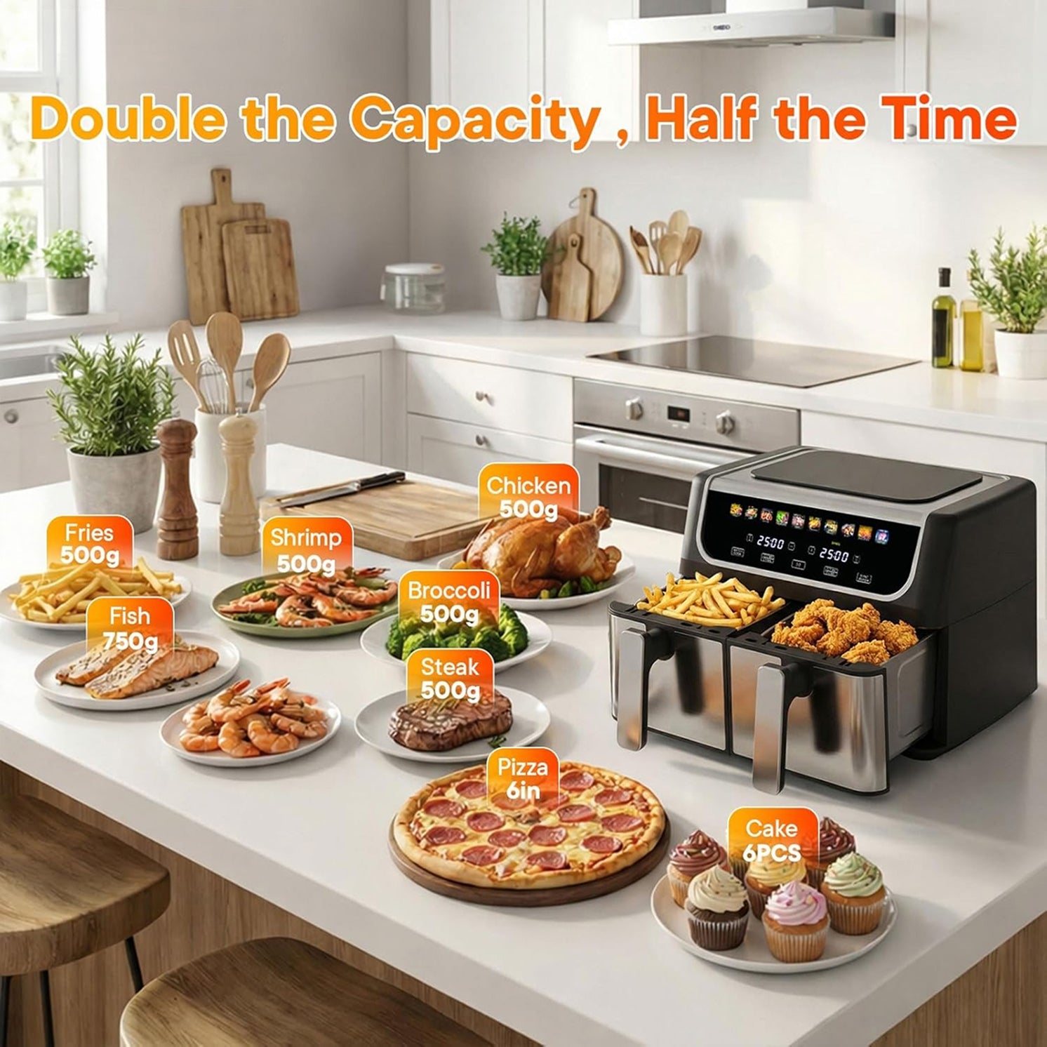 Digital Air Fryer Countertop Oil-Less Cooker for Healthy Roasting & Baking