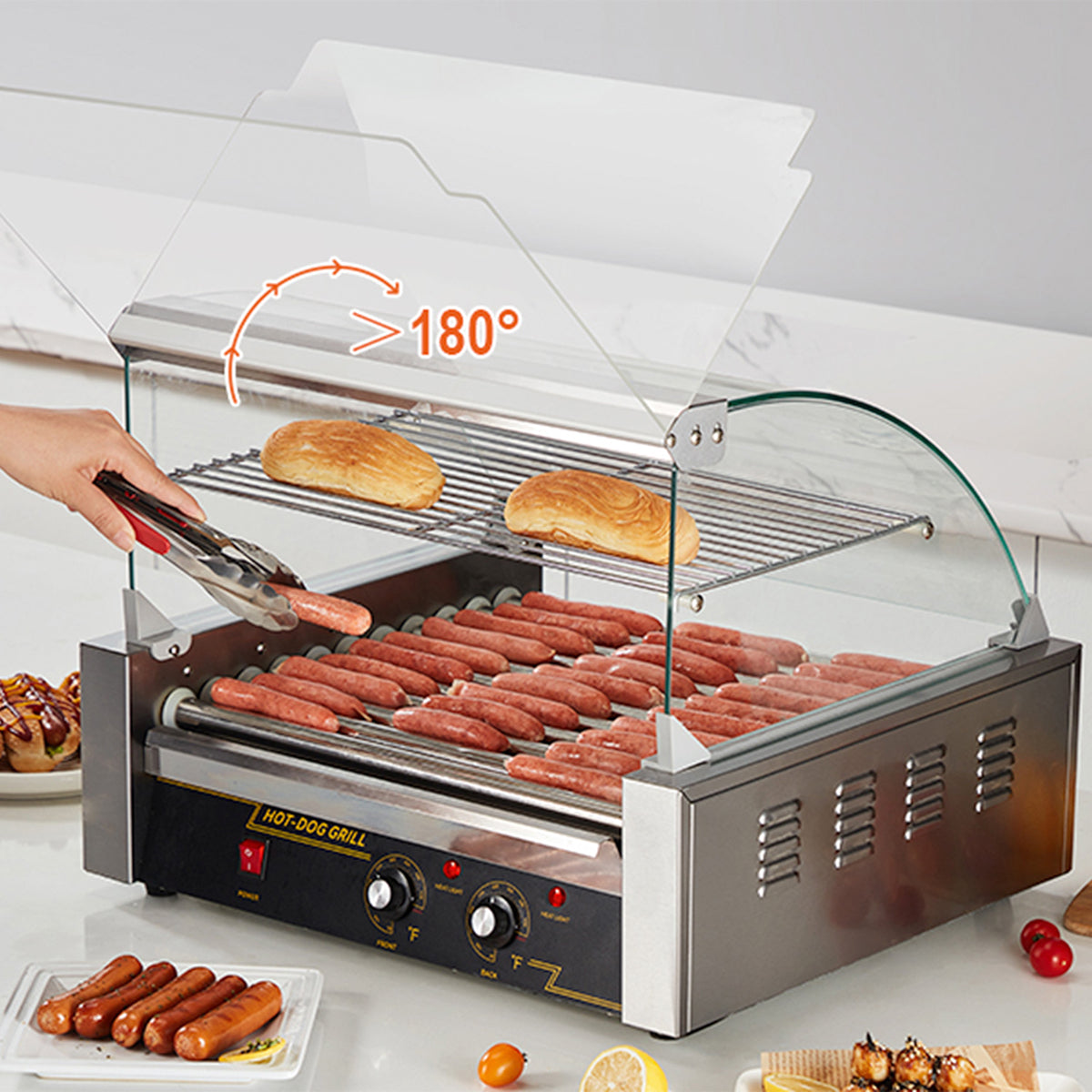 RoliHemix Hot Dog Roller 30 Capacity 1800W Commercial Grill Machine
