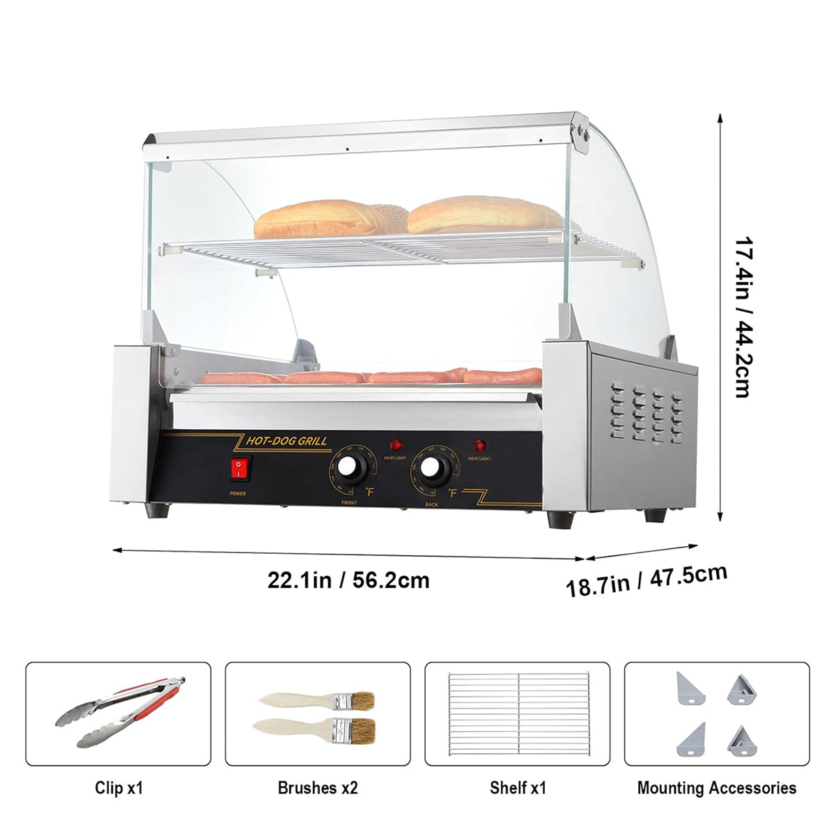 RoliHemix Hot Dog Roller 30 Capacity 1800W Commercial Grill Machine