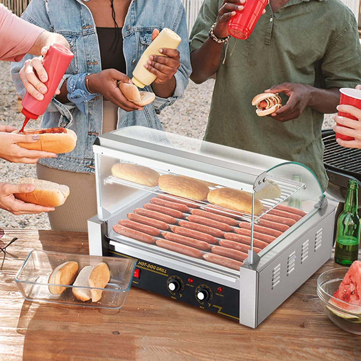 RoliHemix Hot Dog Roller 30 Capacity 1800W Commercial Grill Machine