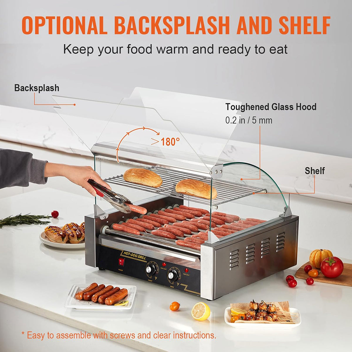 RoliHemix Hot Dog Roller 30 Capacity 1800W Commercial Grill Machine