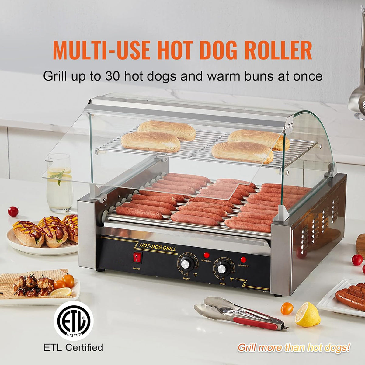 RoliHemix Hot Dog Roller 30 Capacity 1800W Commercial Grill Machine