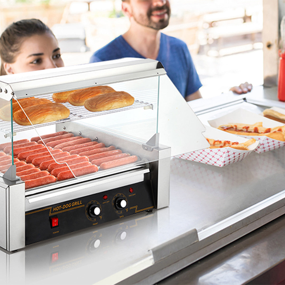 RoliHemix Hot Dog Roller 30 Capacity 1800W Commercial Grill Machine