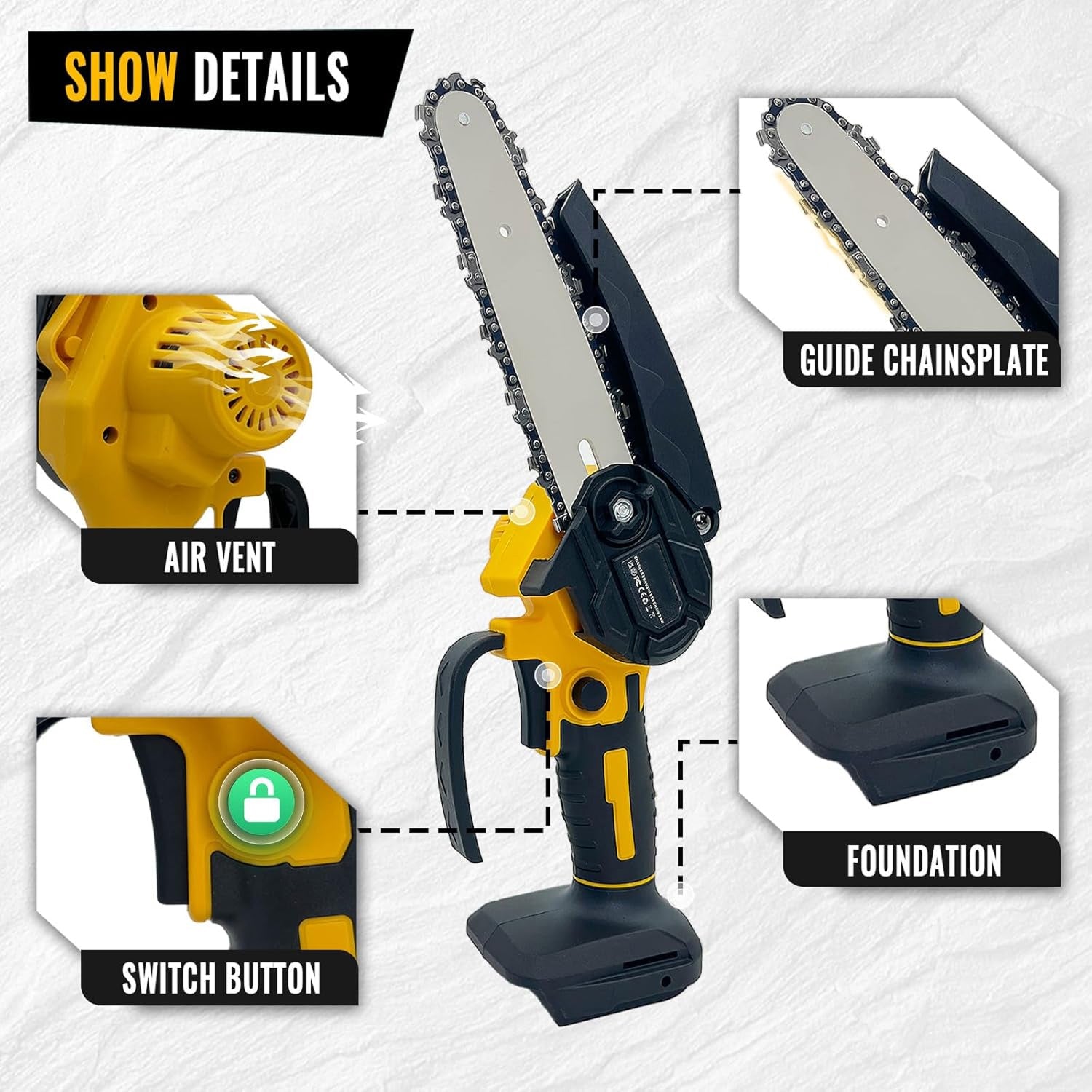 RosCimix 6-Inch Cordless Mini Chainsaw Compatible with Makita DeWalt Milwaukee Batteries