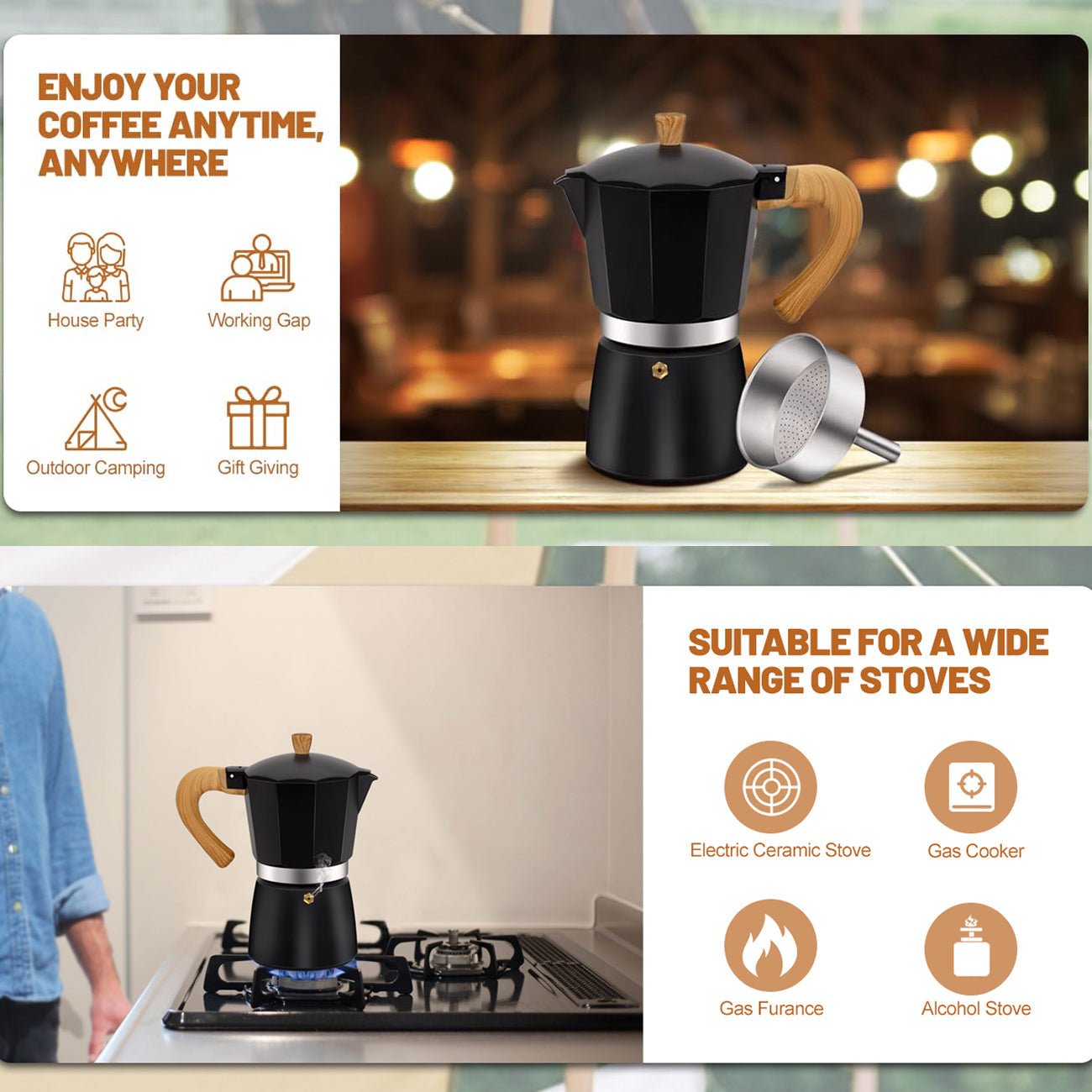 Stovetop Coffee Percolator Manual Espresso & Coffee Maker