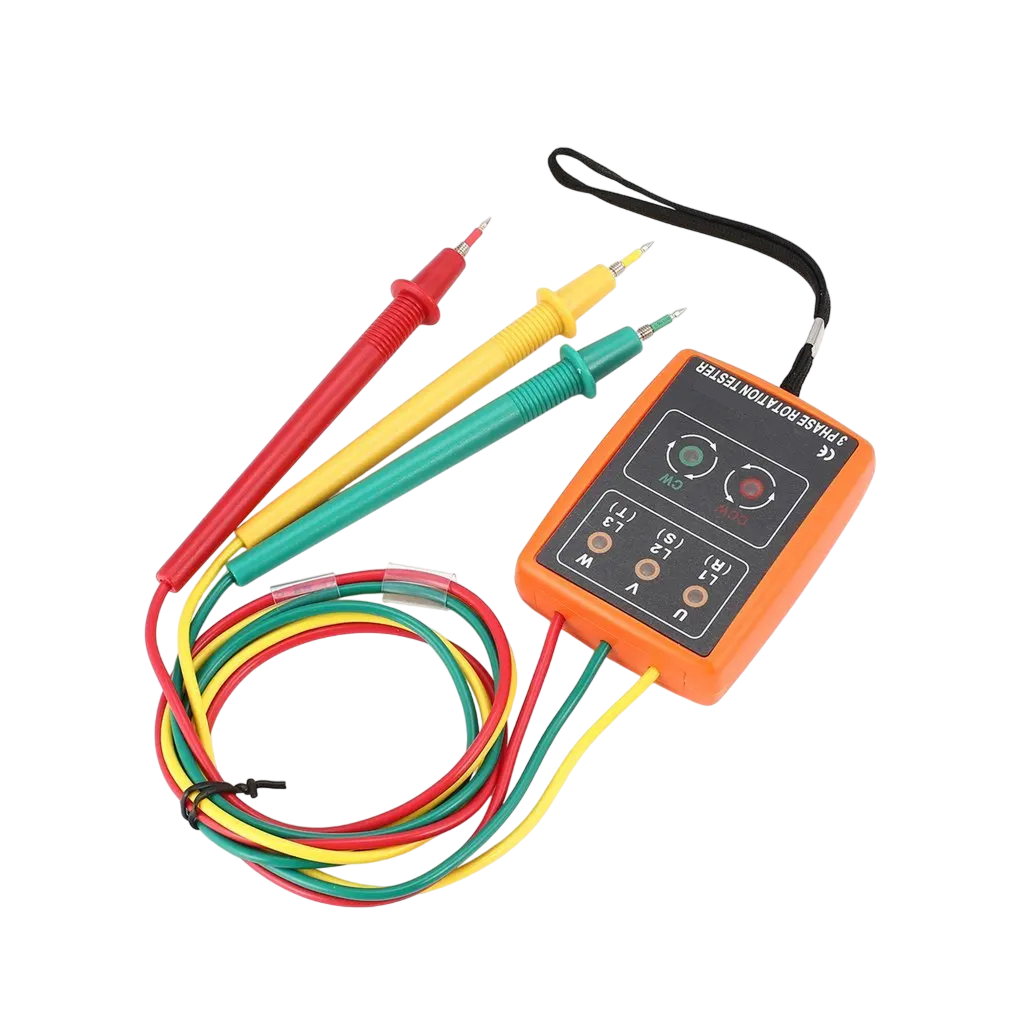 3 Phase Rotation Tester 60V-600V AC Sequence Indicator Meter with LED Buzzer Alligator Clips RotexLevi