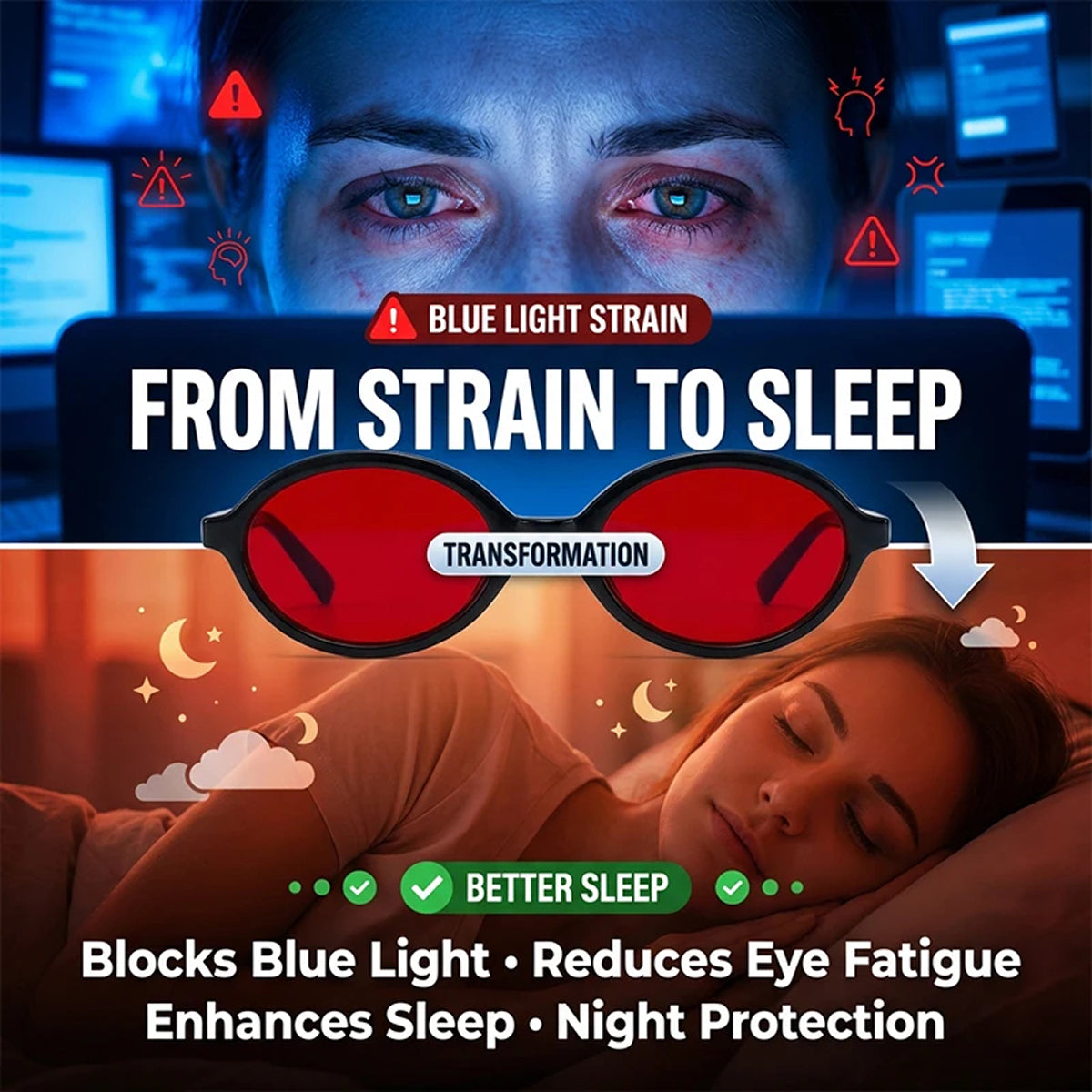 Blue Light Blocking Glasses for Computer Screen, Computer Glasses for Eye Strain Relief, Anti Blue Light Lens Eyeglasses