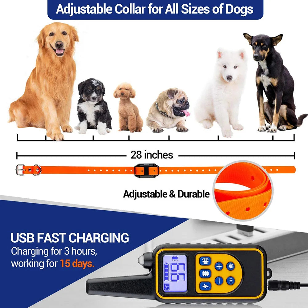 ShokiDex Dog Training Collar 2,600ft Range IPX7 Waterproof 4 Humane Modes for 3 Dogs