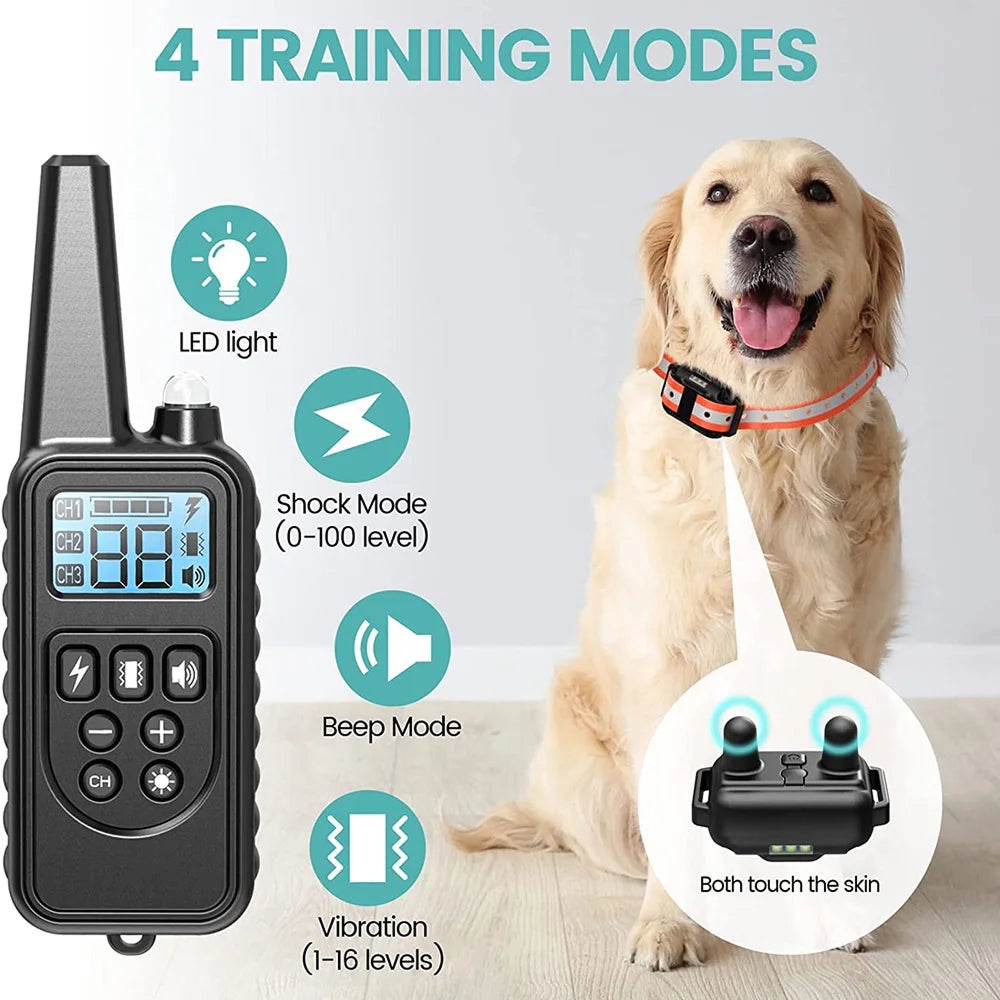 ShokiDex Dog Training Collar 2,600ft Range IPX7 Waterproof 4 Humane Modes for 3 Dogs