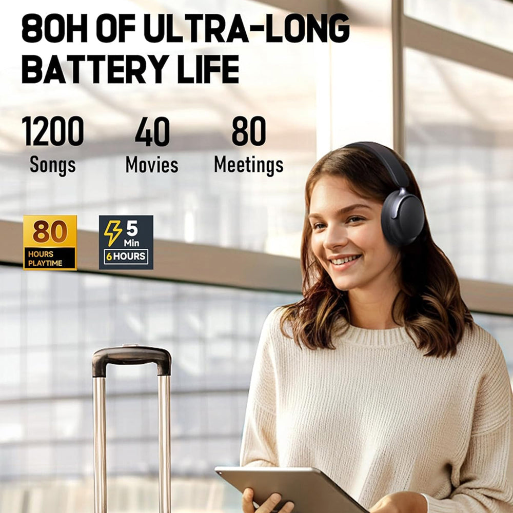 Over Ear Wireless Bluetooth Headphones ANC Active Noise Cancelling 90H