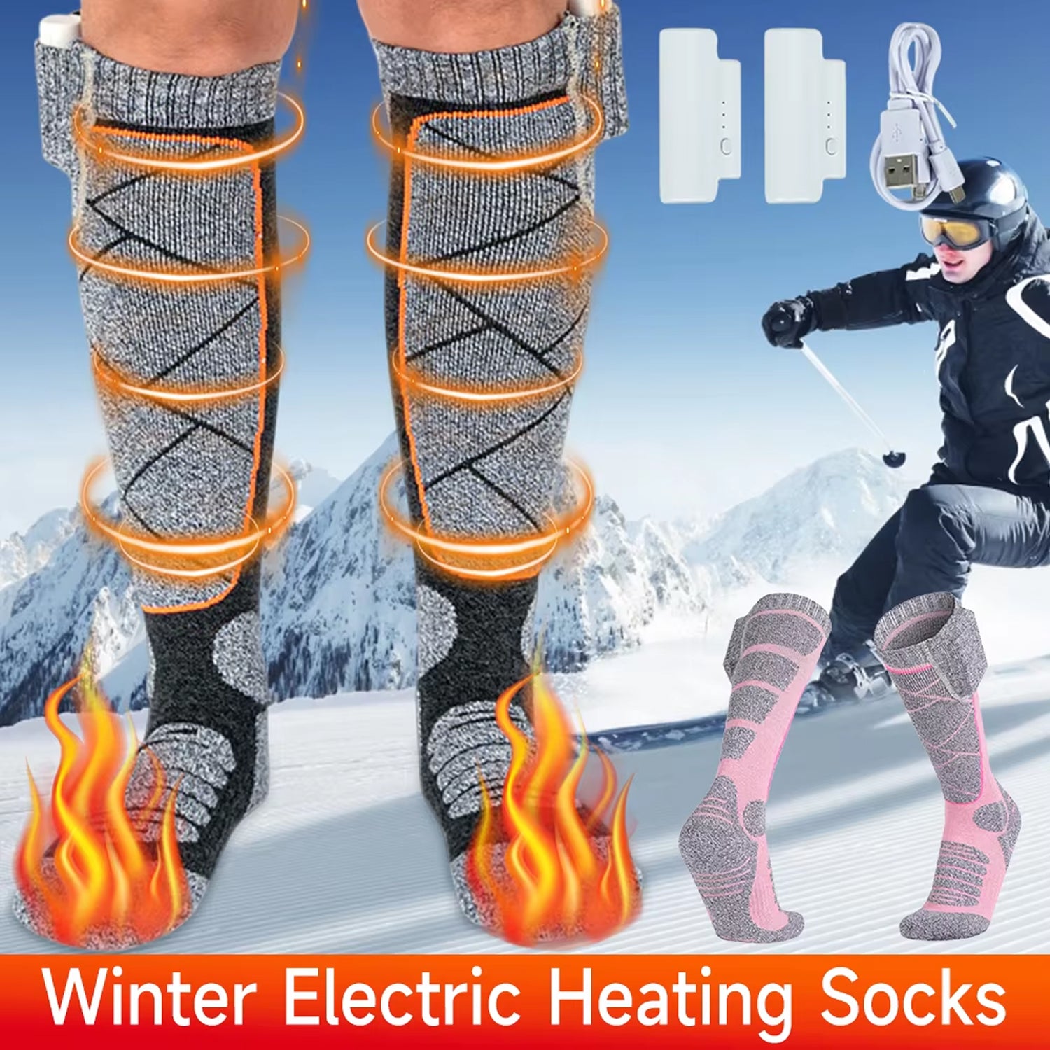 SkiHeati Heated Ski Socks