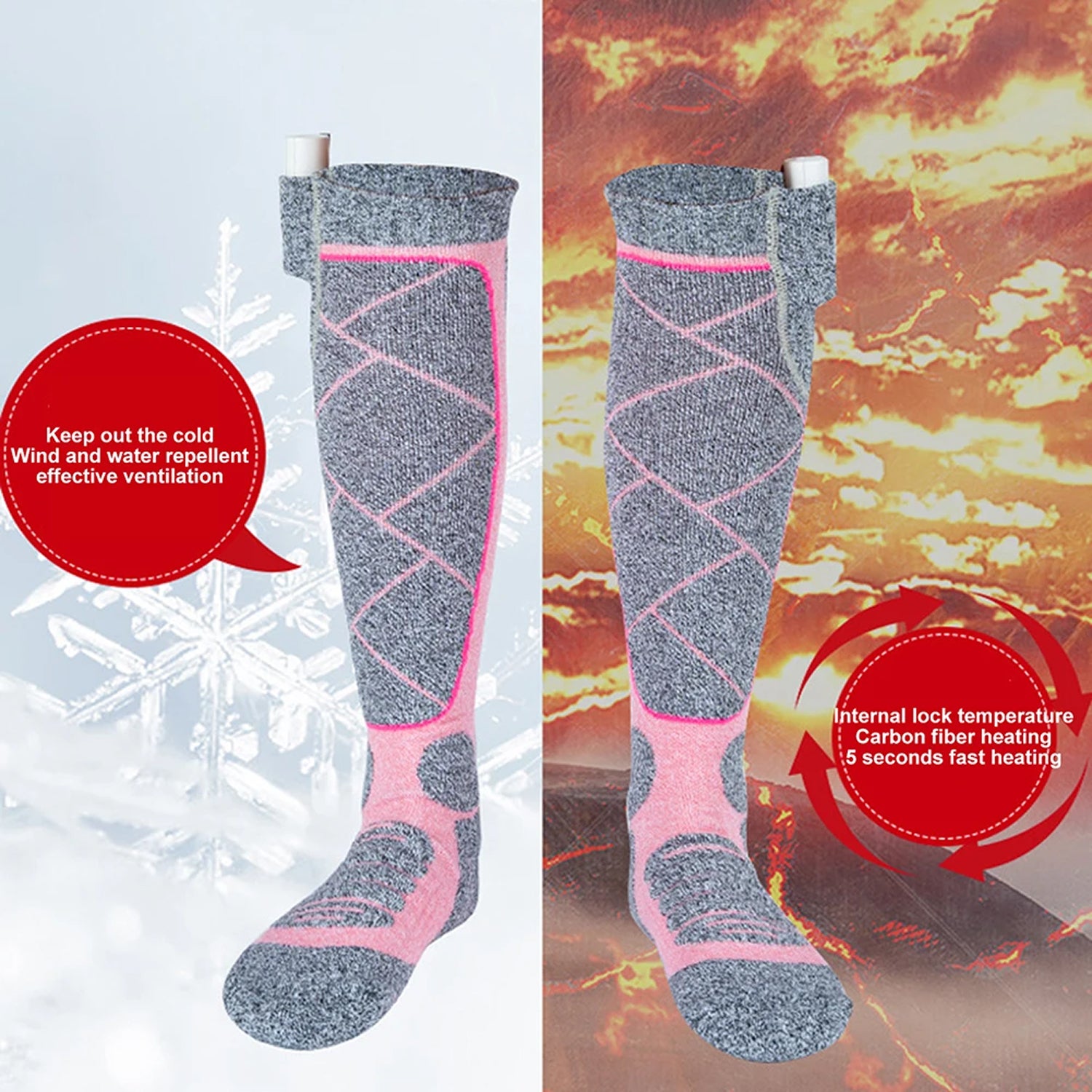 SkiHeati Heated Ski Socks