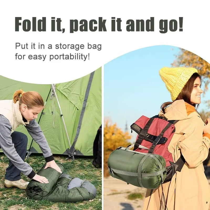SleeBaxi Sleeping Bag 190T Tear-Proof Polyester 0.95kg Lightweight with Foot Ventilation and Compression Sack