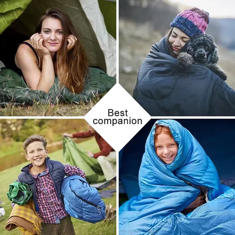 SleeBaxi Sleeping Bag 190T Tear-Proof Polyester 0.95kg Lightweight with Foot Ventilation and Compression Sack