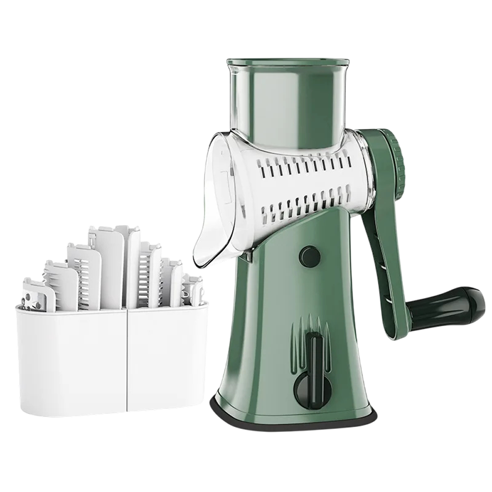 SliceMavi Rotary Mandoline Slicer with 5 Interchangeable Blades and Suction Base