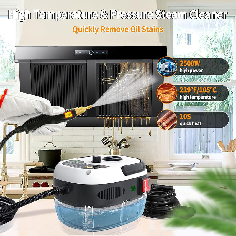 SteamPuci Steam Cleaner 2500W 6-Gear Kills 99.9% Bacteria Chemical-Free Acid-Resistant