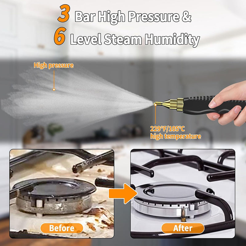 SteamPuci Steam Cleaner 2500W 6-Gear Kills 99.9% Bacteria Chemical-Free Acid-Resistant