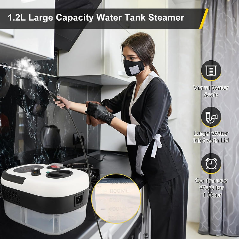 SteamPuci Steam Cleaner 2500W 6-Gear Kills 99.9% Bacteria Chemical-Free Acid-Resistant