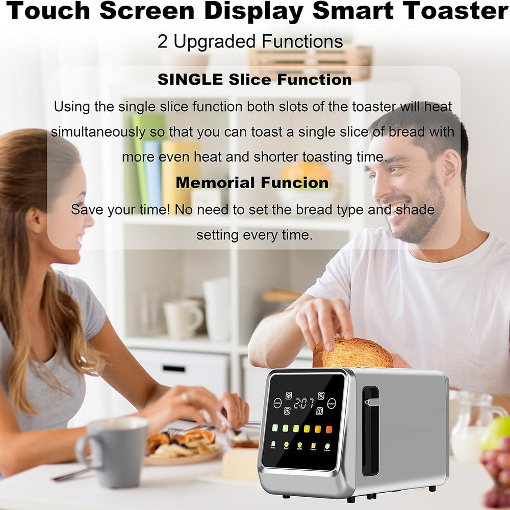 Smart Toaster - Touchscreen 2-Slice High-Speed Bread Toaster with Digital Display and Custom Settings