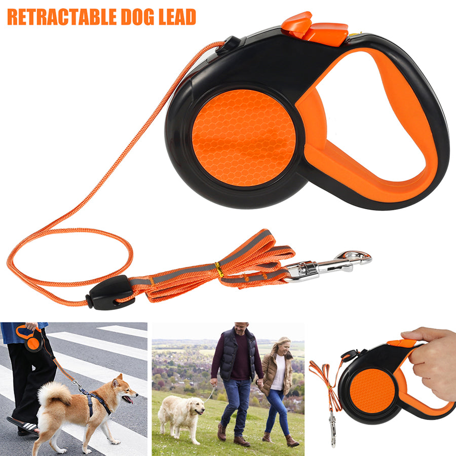 TanisPup 8-Meter Extra-Long Retractable Dog Leash with Reflective Tape, One-Button Lock and 30kg Heavy-Duty Capacity