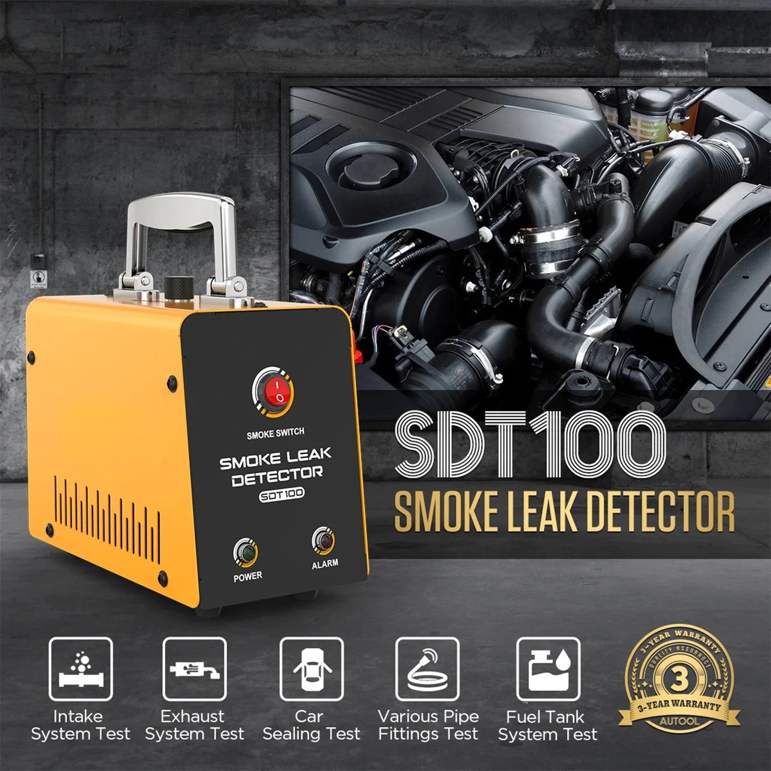 TekDanix Automotive Smoke Leak Detector 12V Built-In Air Pump EVAP Machine