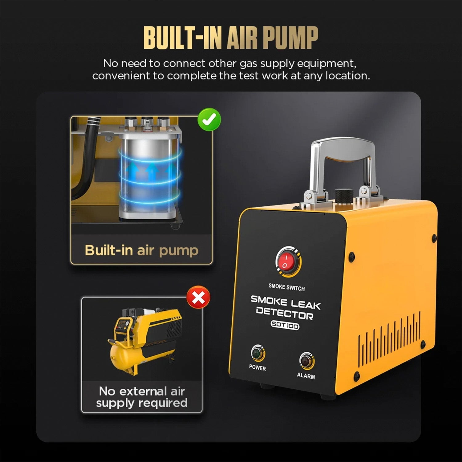 TekDanix Automotive Smoke Leak Detector 12V Built-In Air Pump EVAP Machine