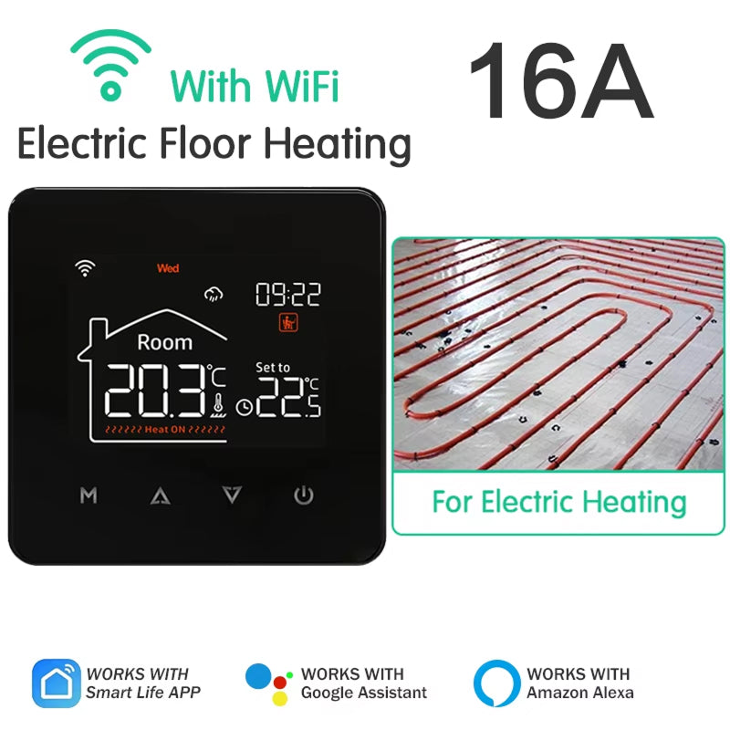 ThemitVi Smart Thermostat WiFi 0.1°C Precision 2.5D Glass Touch Panel with Alexa Google Home & Tuya App Control
