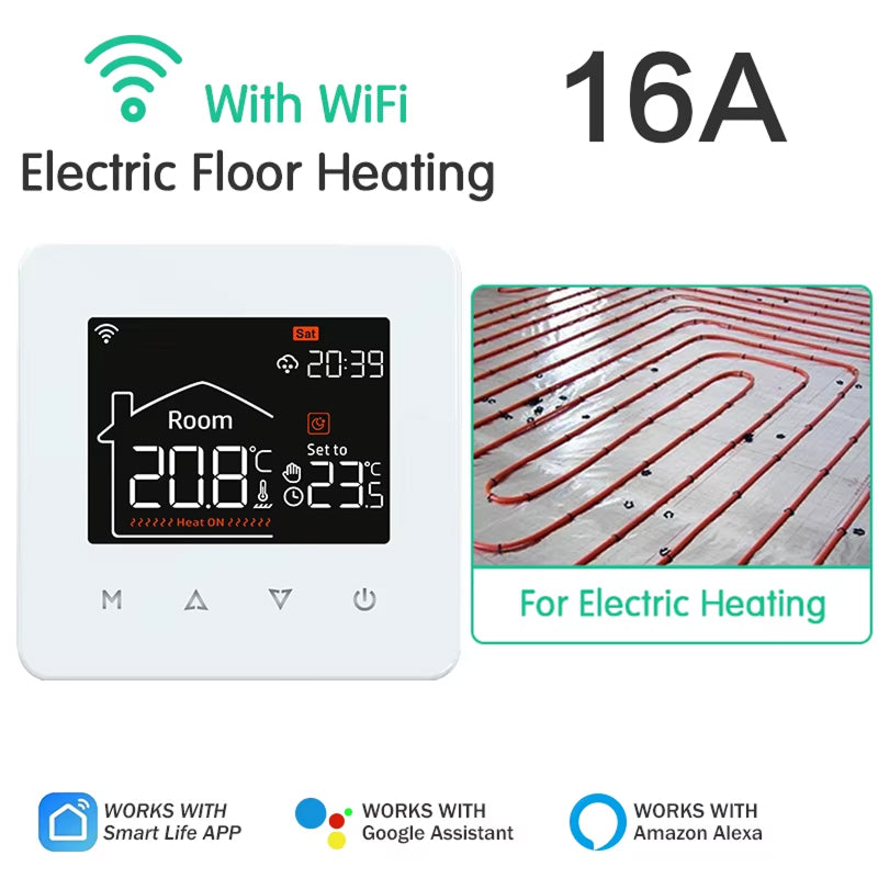 ThemitVi Smart Thermostat WiFi 0.1°C Precision 2.5D Glass Touch Panel with Alexa Google Home & Tuya App Control