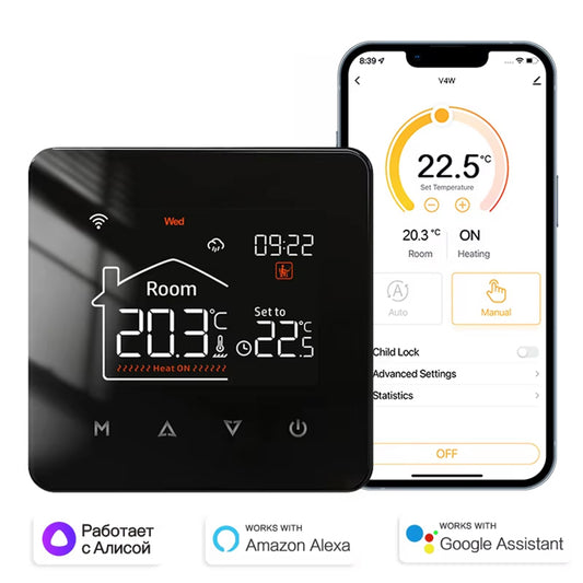ThemitVi Smart Thermostat WiFi 0.1°C Precision 2.5D Glass Touch Panel with Alexa Google Home & Tuya App Control