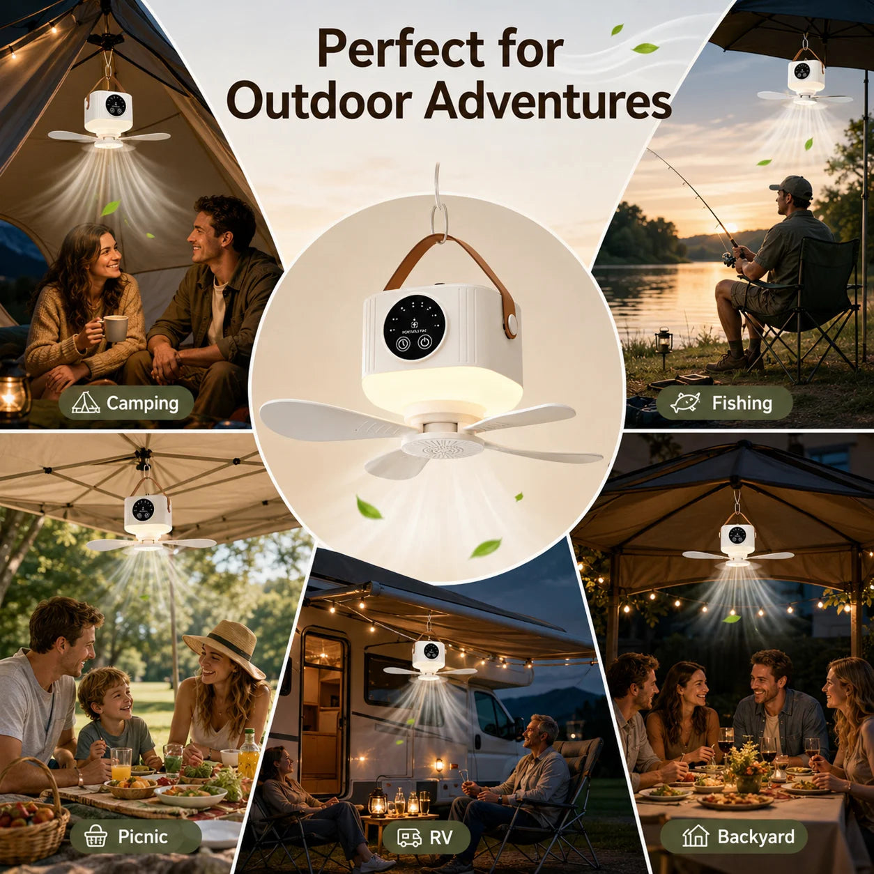 Outdoor Ceiling Fan with Lights & Remote Control Weatherproof Patio Fan