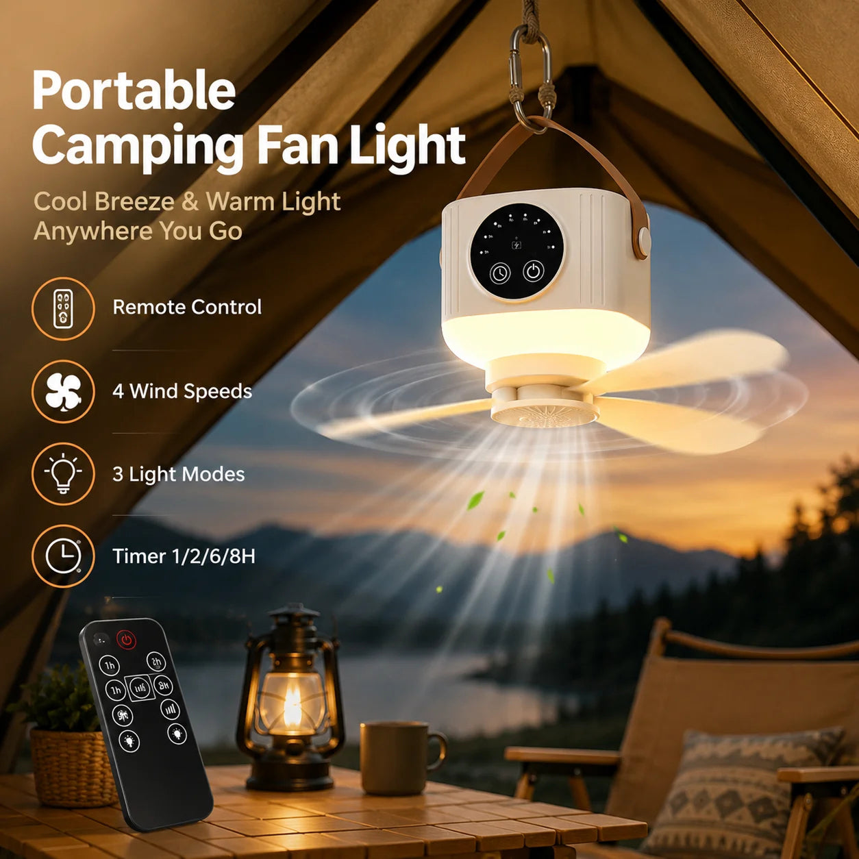 Outdoor Ceiling Fan with Lights & Remote Control Weatherproof Patio Fan