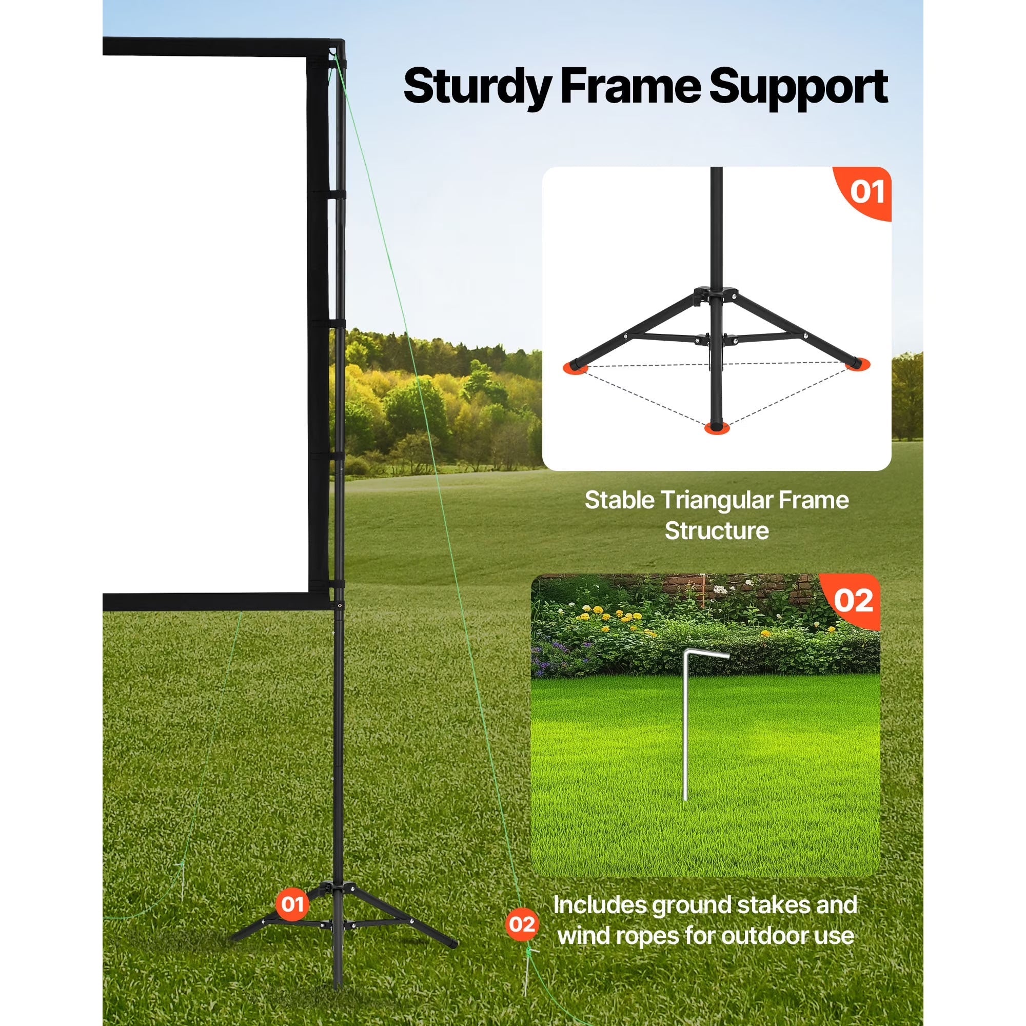 TorinLaxi Outdoor Projector Screen with Stand 4K HD 9.9 lbs Wrinkle-Free Movie Display