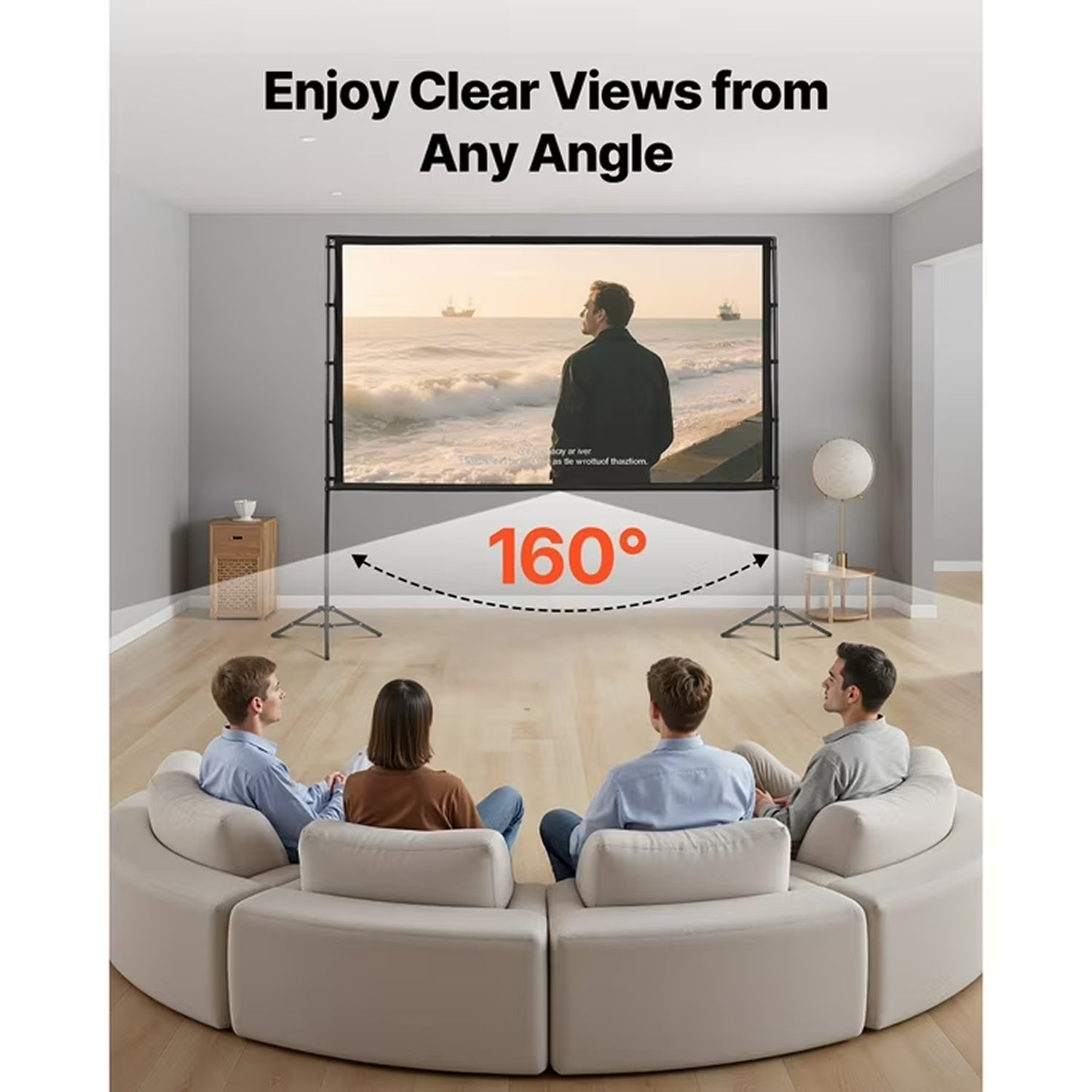 TorinLaxi Outdoor Projector Screen with Stand 4K HD 9.9 lbs Wrinkle-Free Movie Display