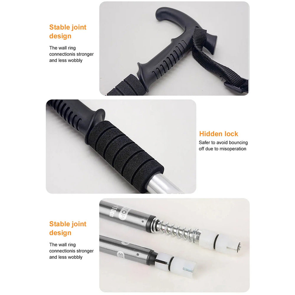 TrekPixin Professional Trekking Poles Adjustable T-Handle Aluminum Alloy 315g for Hiking