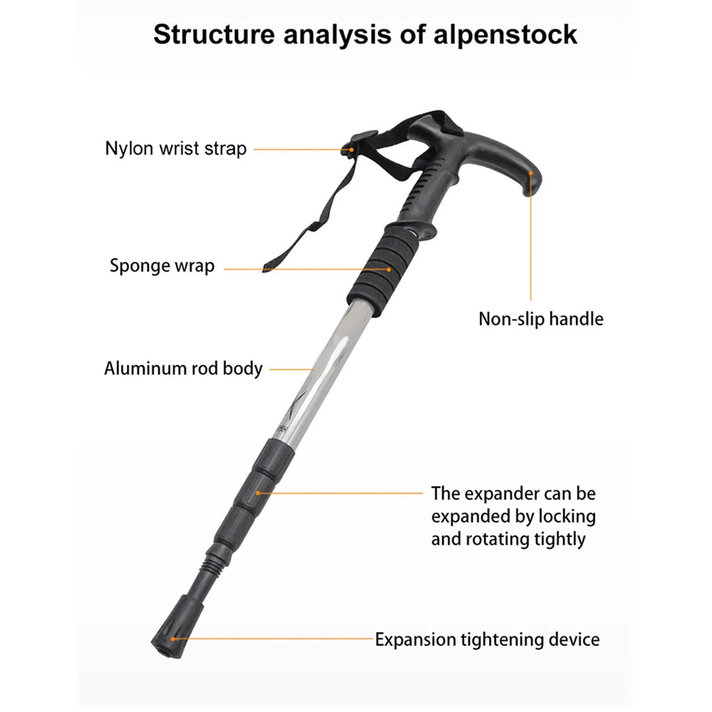 TrekPixin Professional Trekking Poles Adjustable T-Handle Aluminum Alloy 315g for Hiking