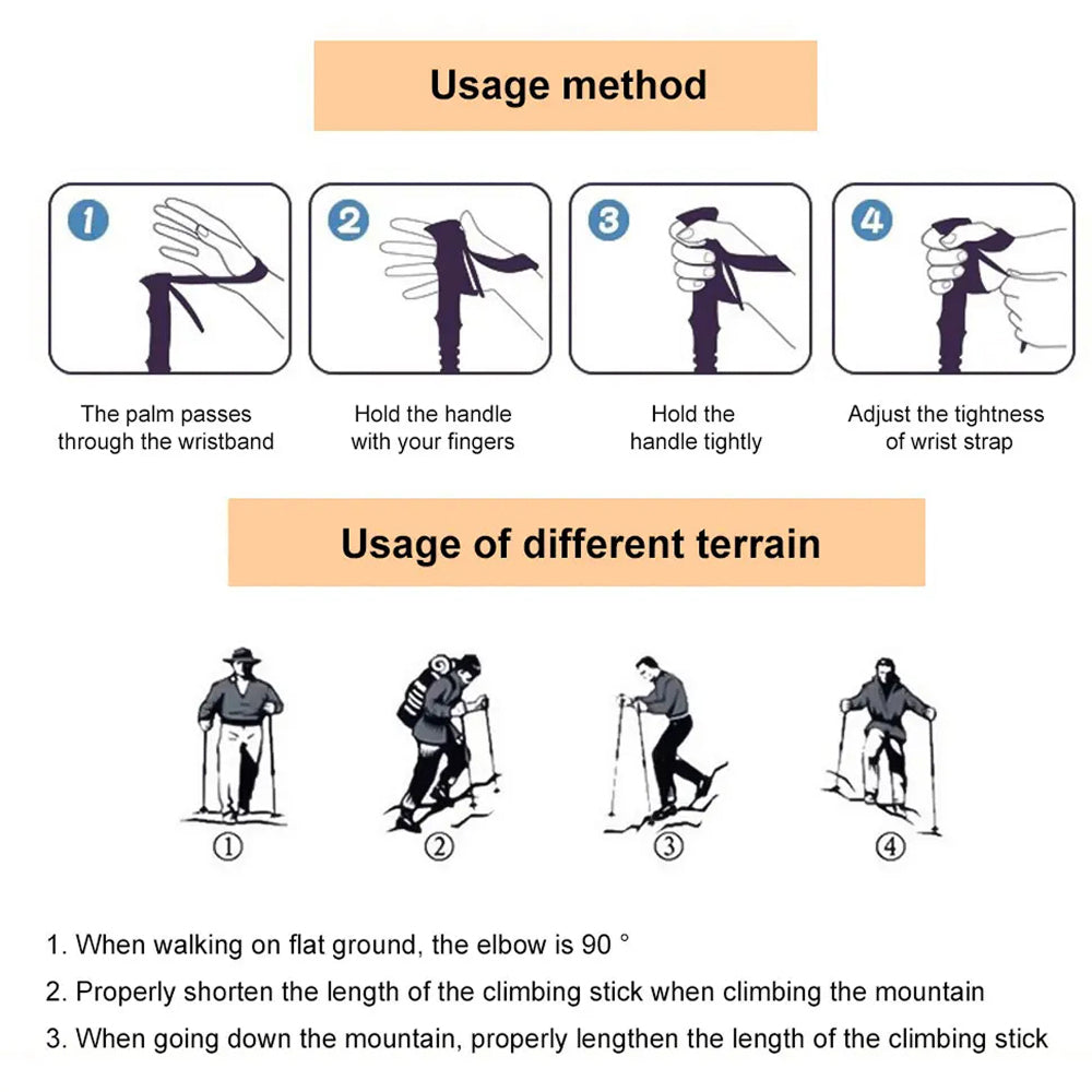 TrekPixin Professional Trekking Poles Adjustable T-Handle Aluminum Alloy 315g for Hiking