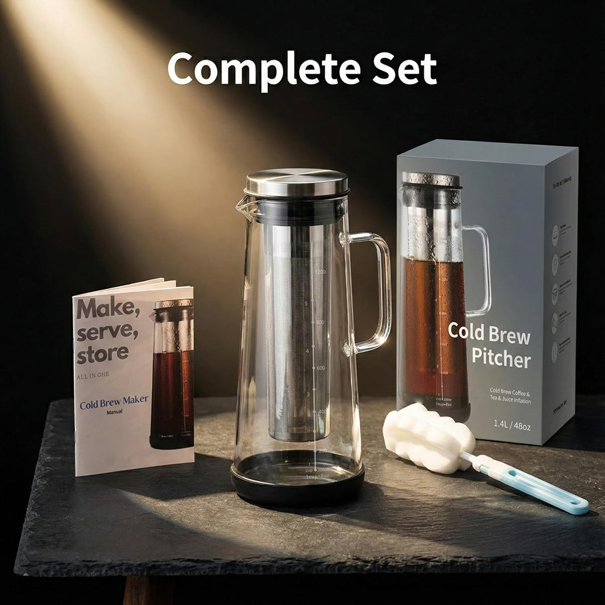 Cold Brew Coffee Maker - Iced Coffee Maker Pitcher with Fine Mesh Stainless Steel Filter