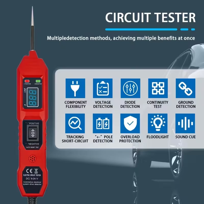 6-24V DC Continuity Tester Circuit Probe Light Meter with LED Polarity Indicator Buzzer TyvixAxi