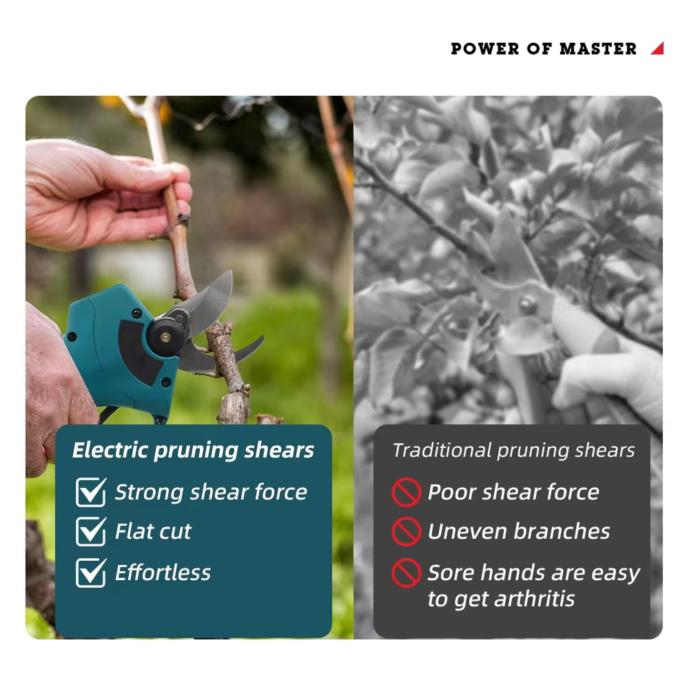 VadosCut Electric Pruning Shears 500W Brushless Motor with High Carbon Steel Blades for Gardening and Landscaping